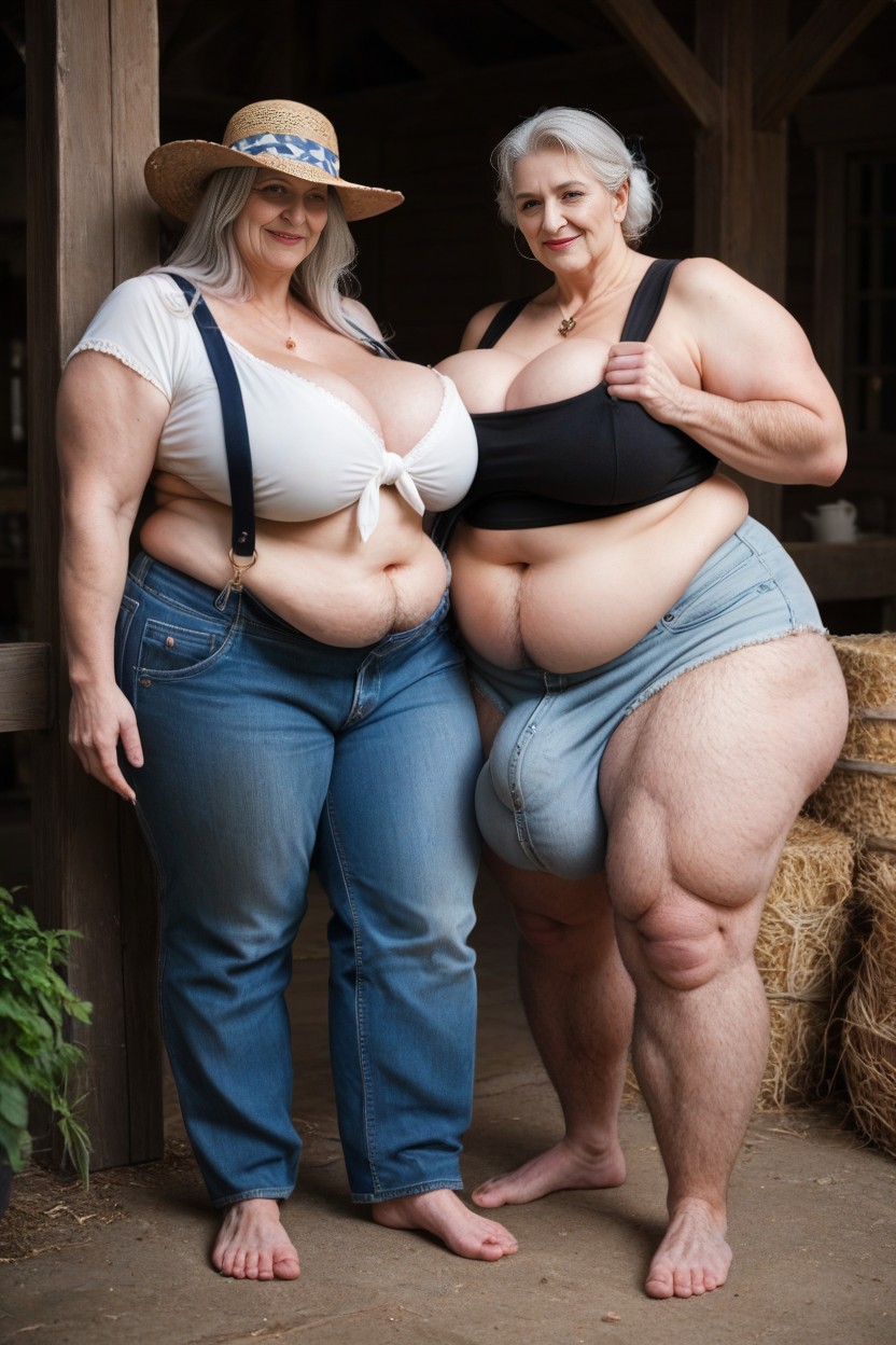 Gigantic Bulge Hugging Against Side Of Leg Large Long Bulge Through Clothing, Giant Grandma, Large Ass AI Porn