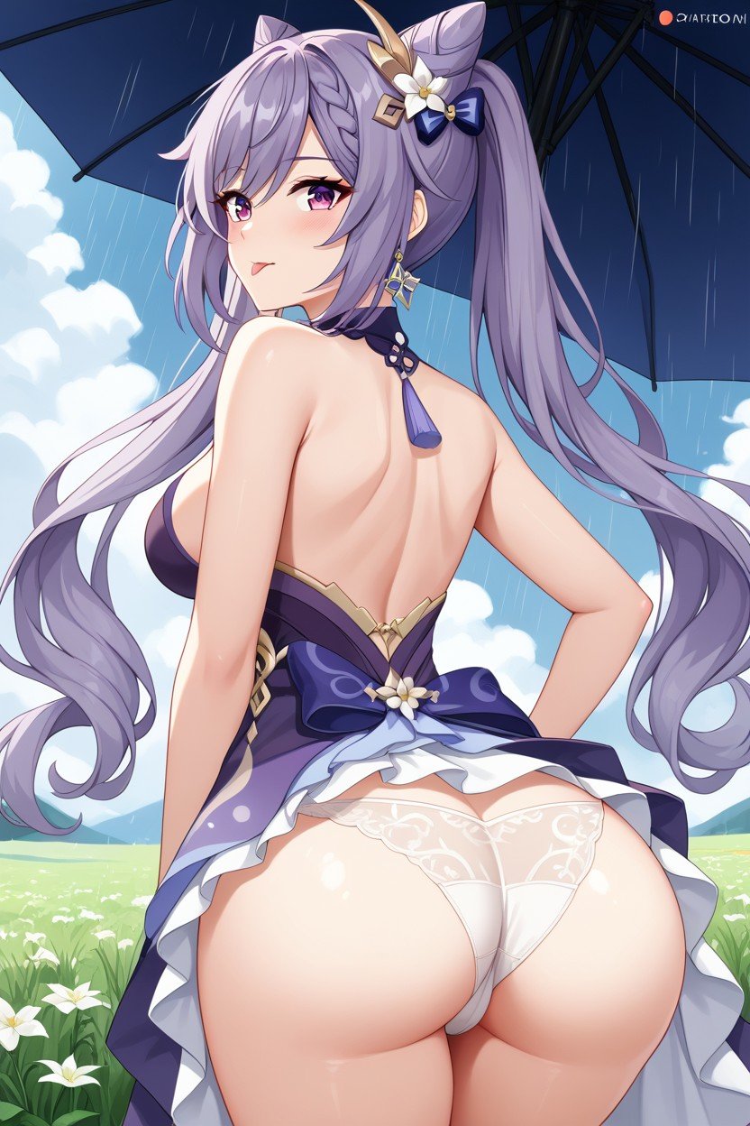 Purple Hair, Blush, Cone HairstyleHentai IA