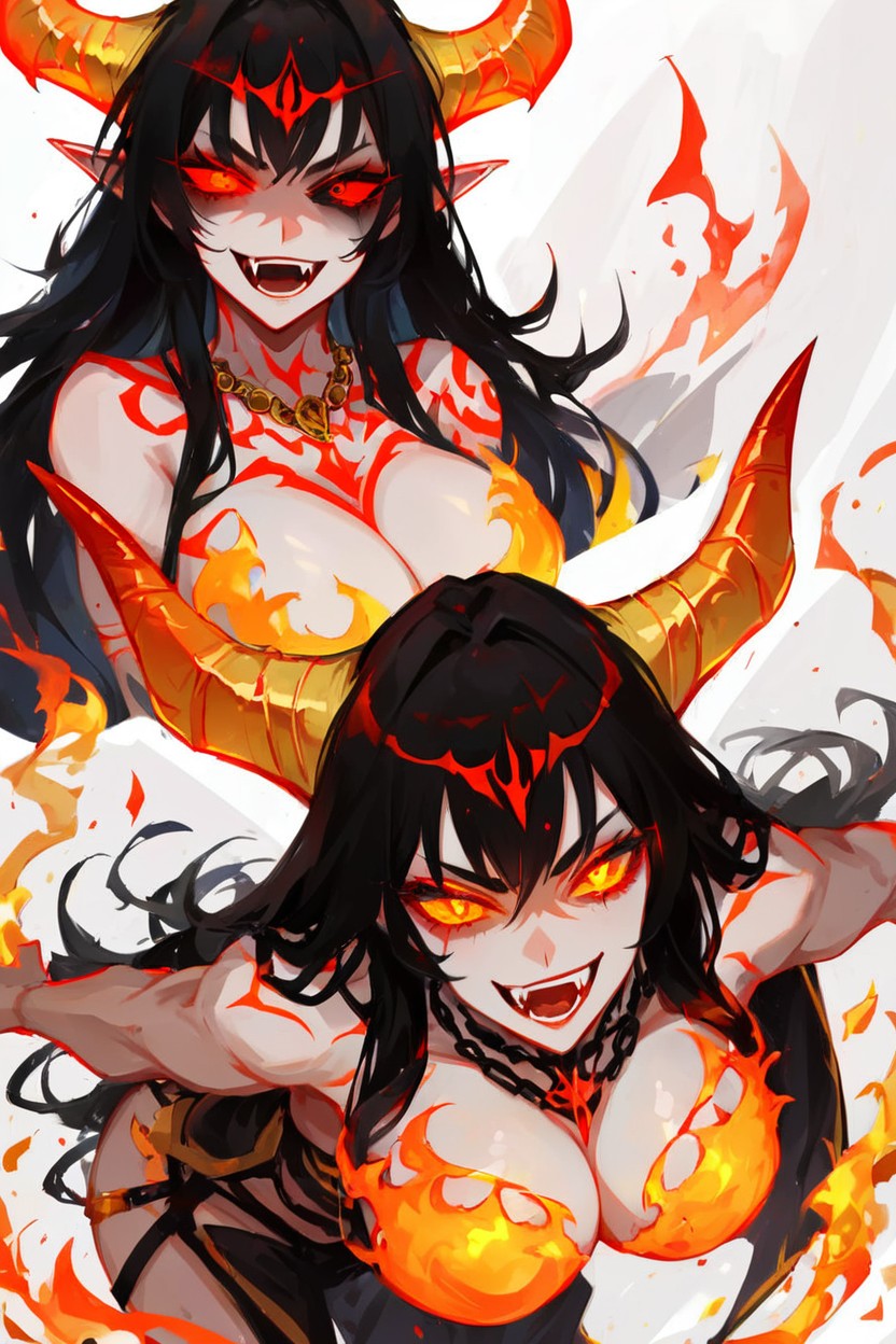 Black Eye, Black Hair, Fangs Hentai AI Porn