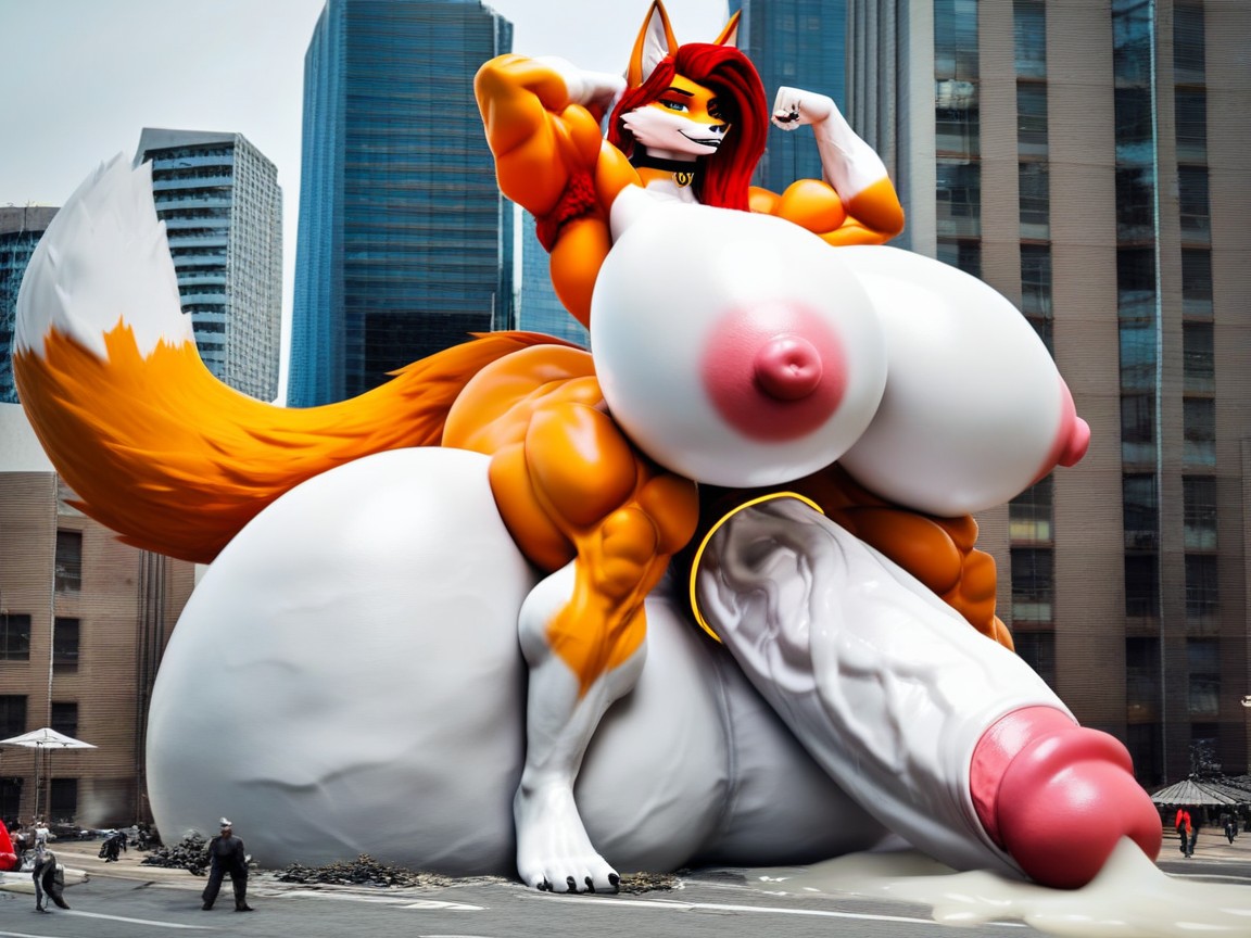 Long Length, Extremely Long Cock, Huge Muscular Arms Furry AI Porn