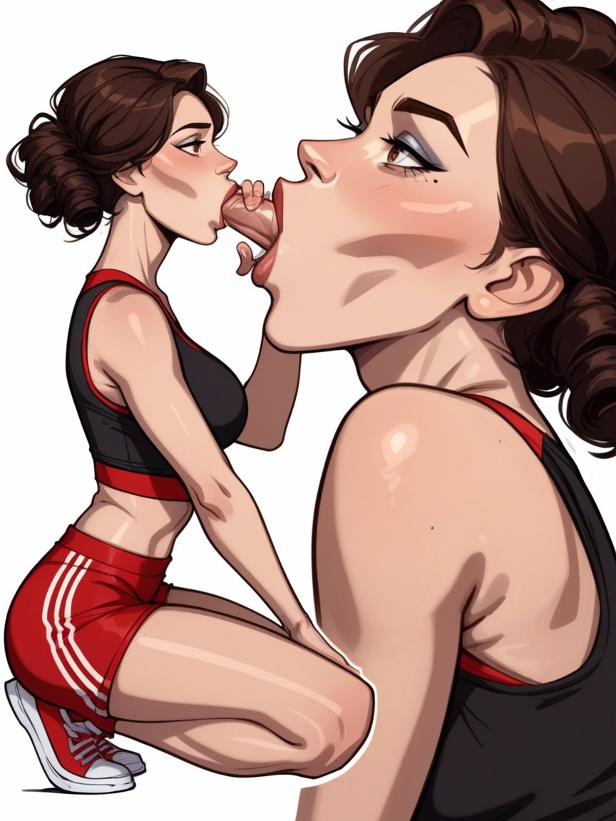 Red Sneakers, Full, White Background AI Porn