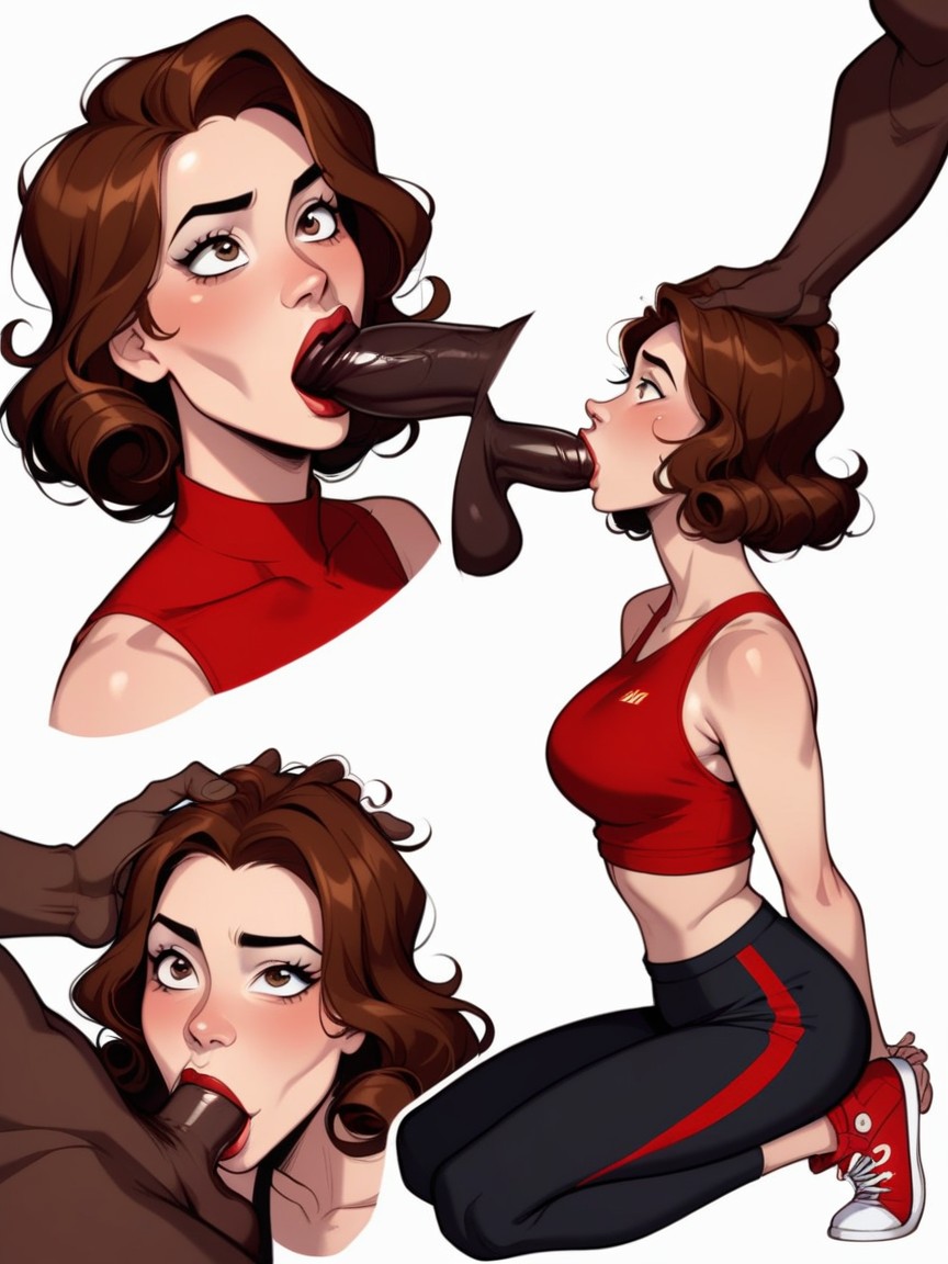 Hips, Red, Dark Brown Hair AI Porn