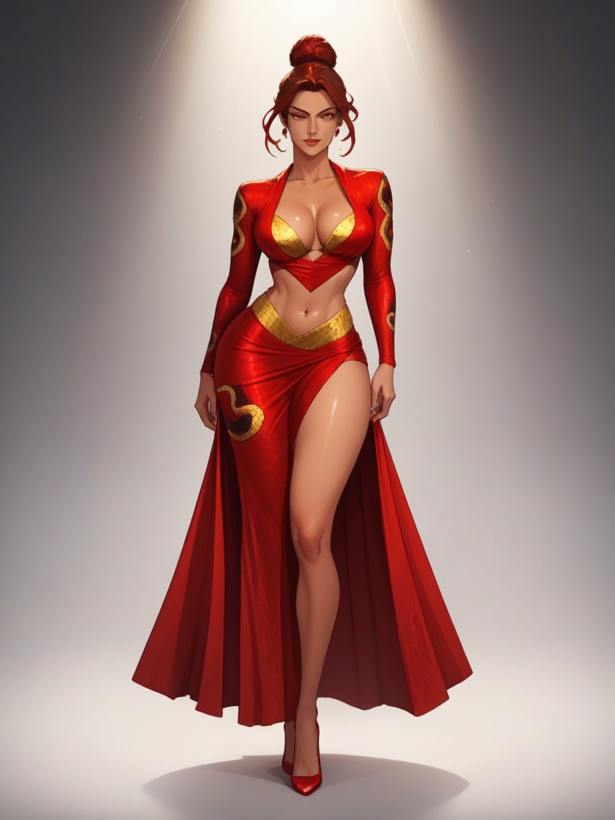 Volumetric, Wearing Red Silk Cosplay Clothes, Cosplay AI Porn