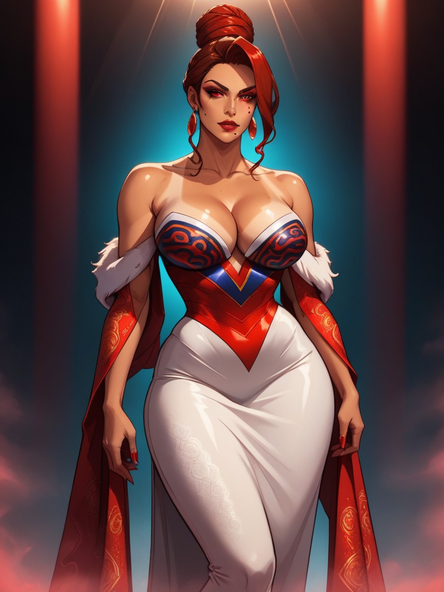 High Color Contrast, Tight Compact Hips, Cleavage AI Porn