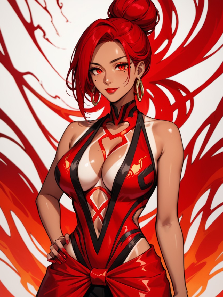 Neon Red Fog, Perfect Face, Long Torso Height Porno latina IA