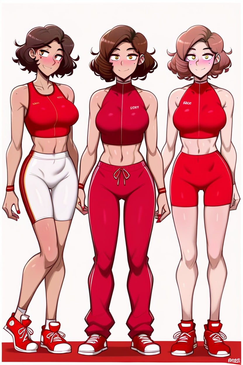 Permed Hair, Sporty Shorts, Short Length AI Porn