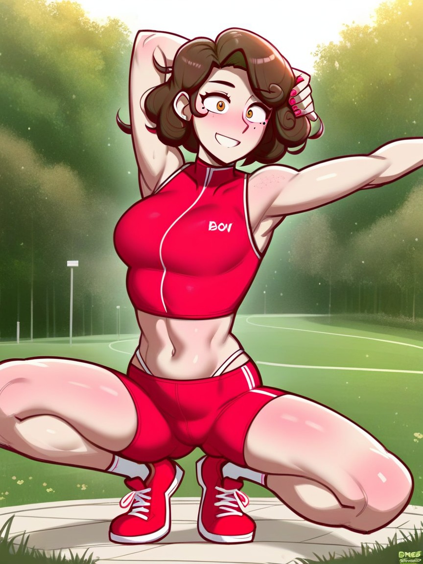 Curly, Art Style Dross, Sporty Shorts AI Porn