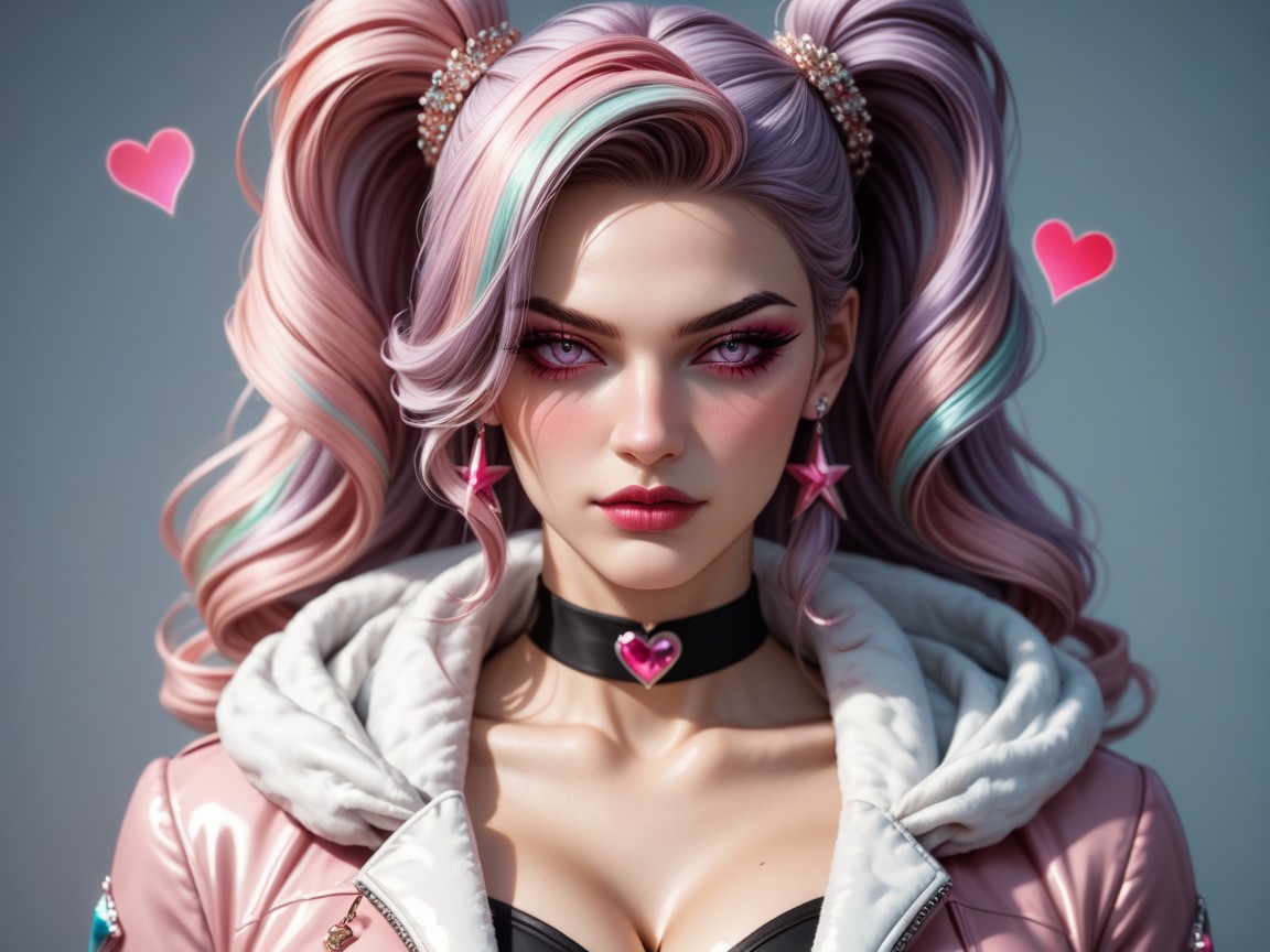 Featuring Detailed, Emphasizing Her Graceful Neckline Her Vibrant, Including Rainbows AI Porn