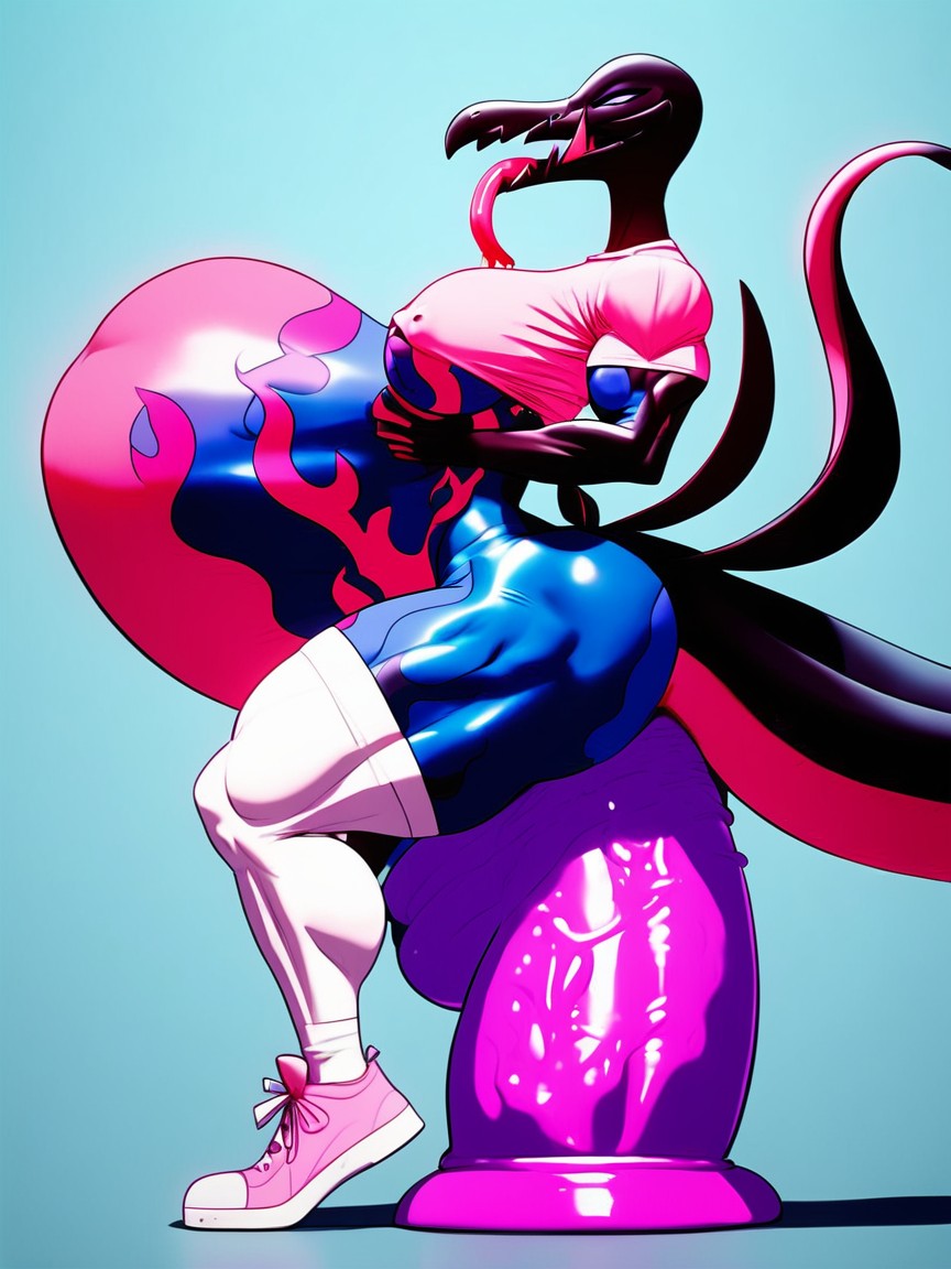 Completely Side View, Huge Giant Ass, Muscular Veins All Over Body AI Porn