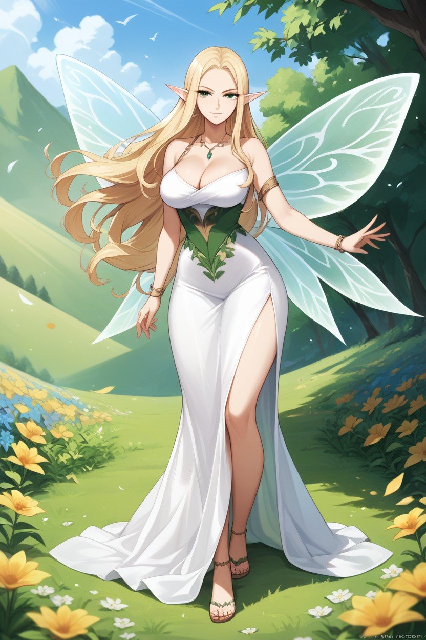 Fairy, Long Length, Flower Field Hentai AI Porn