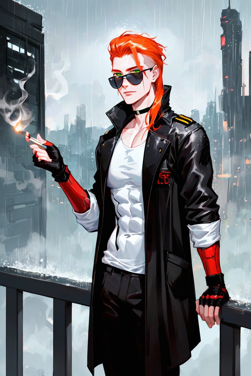 Noir Aesthetic, Trench Coat, Carbon Fiber Exterior Hentai AI Porn