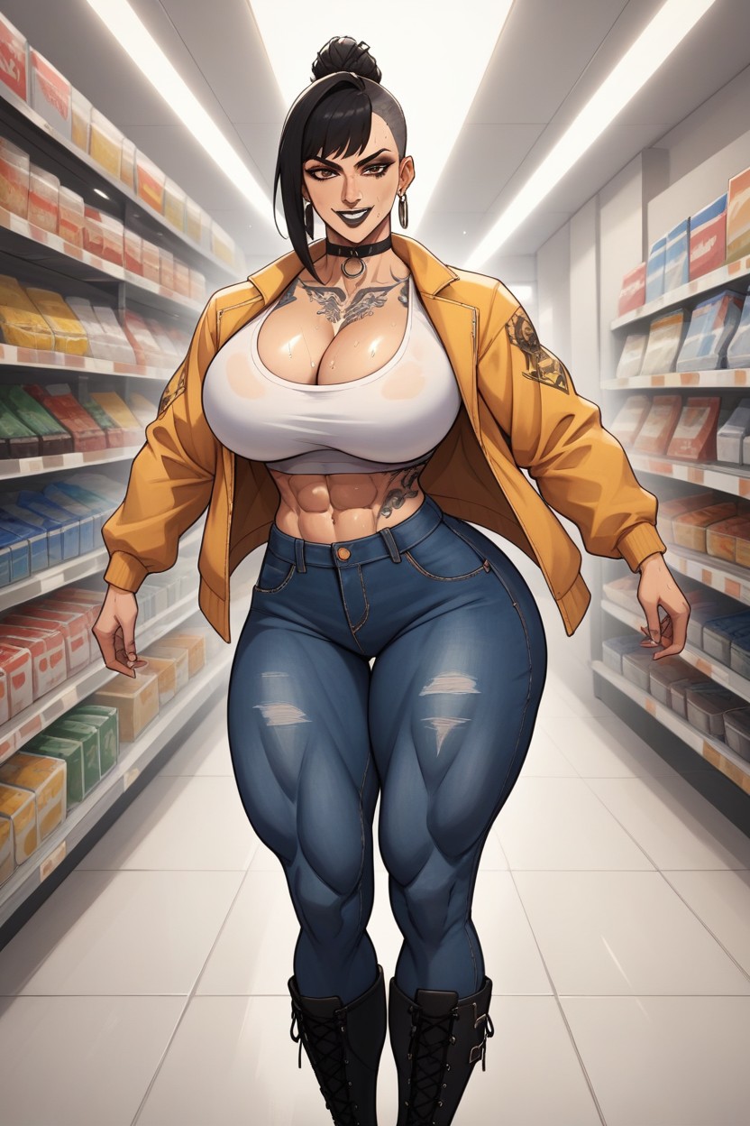 Mini Skirt, Muscular, Boots AI Porn