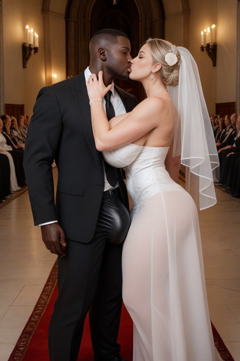 Sexy Wedding Dress, In Front Of Altar, Tall Black GuyPorno shemale IA