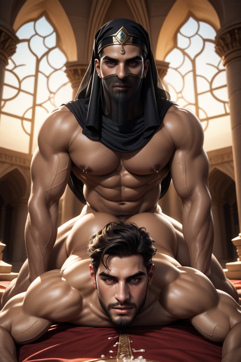 Gay Men, Bodybuilder, 2 Personnes Porno IA Gay