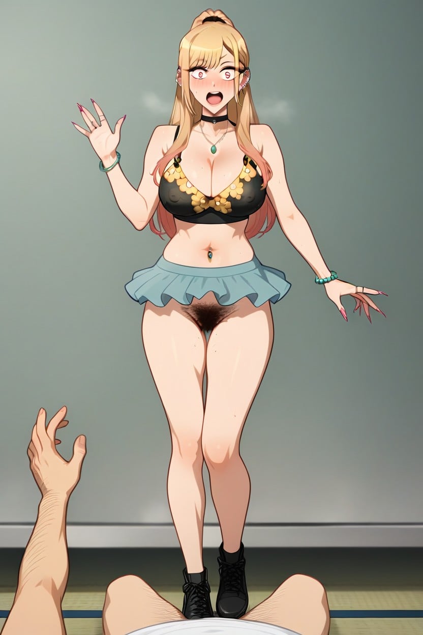 Accurate Fingers, Thigh Exposed, Lots Of Natural Pubic Hair Hentai AI Porn