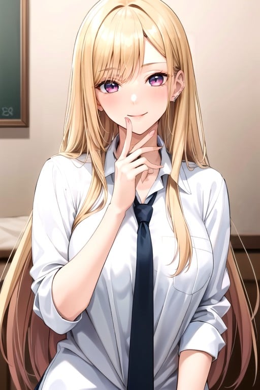 Realistic Anime Cartoon D Stylebare Naked Beautiful Blonde With Blue Eyes, Kitagawa Marin (sono Bisuku Dōru Wa Koi O Suru), Posing In Front Of Camera Hentai AI Porn