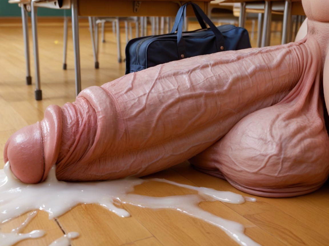 Shocked By The Size Of Cock, Lying On Her Balls, Classroom AI Porn