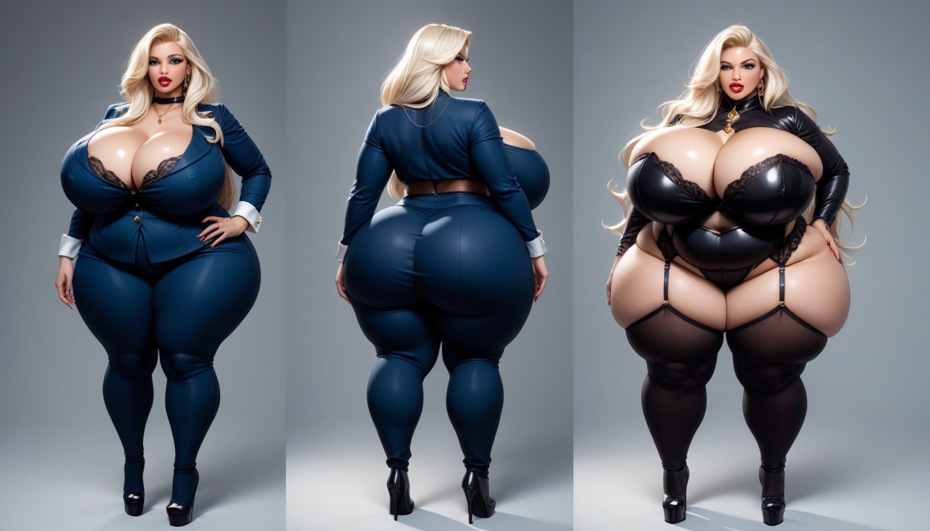 Extremely Extra Mega Voluptuous, Feedee Hucow Kink With Massive Fat Weight Gain And Fat Breasts Expansion, Multiple Views BBW AI Porn