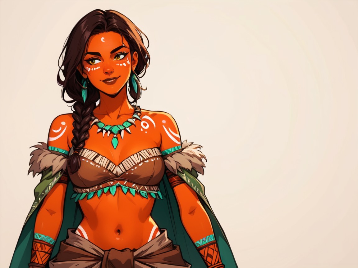 Vibrant Colors, Tribal Wear, Copper Red Skin Latina AI Porn