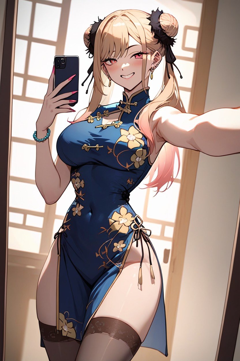 Selfie, Double Hair Bun, Kitagawa Marin From Sono Bisque Wa Koi Wo SuruHentai IA