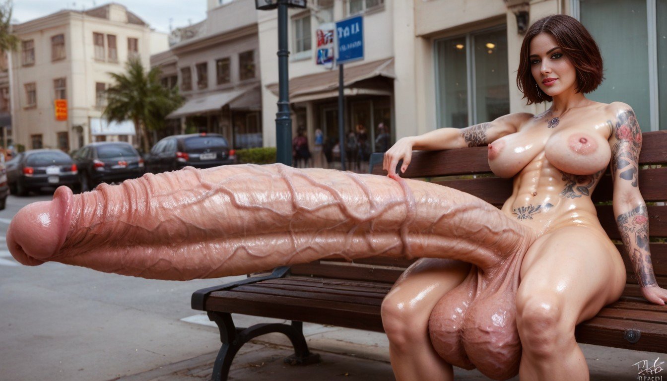 Oiled, 타투, Absurdly Oversized Veiny Futanari Cock퍼리 AI 포르노