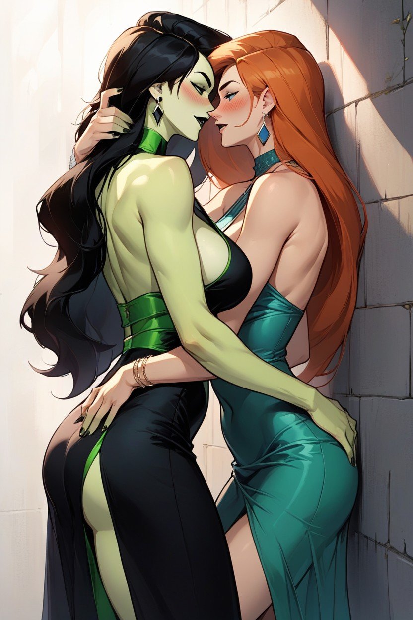 Kim Possible Kim Possible Ginger Hair And Shego Green Skin And Black Hair, Horny, Talking Shemale AI Porn