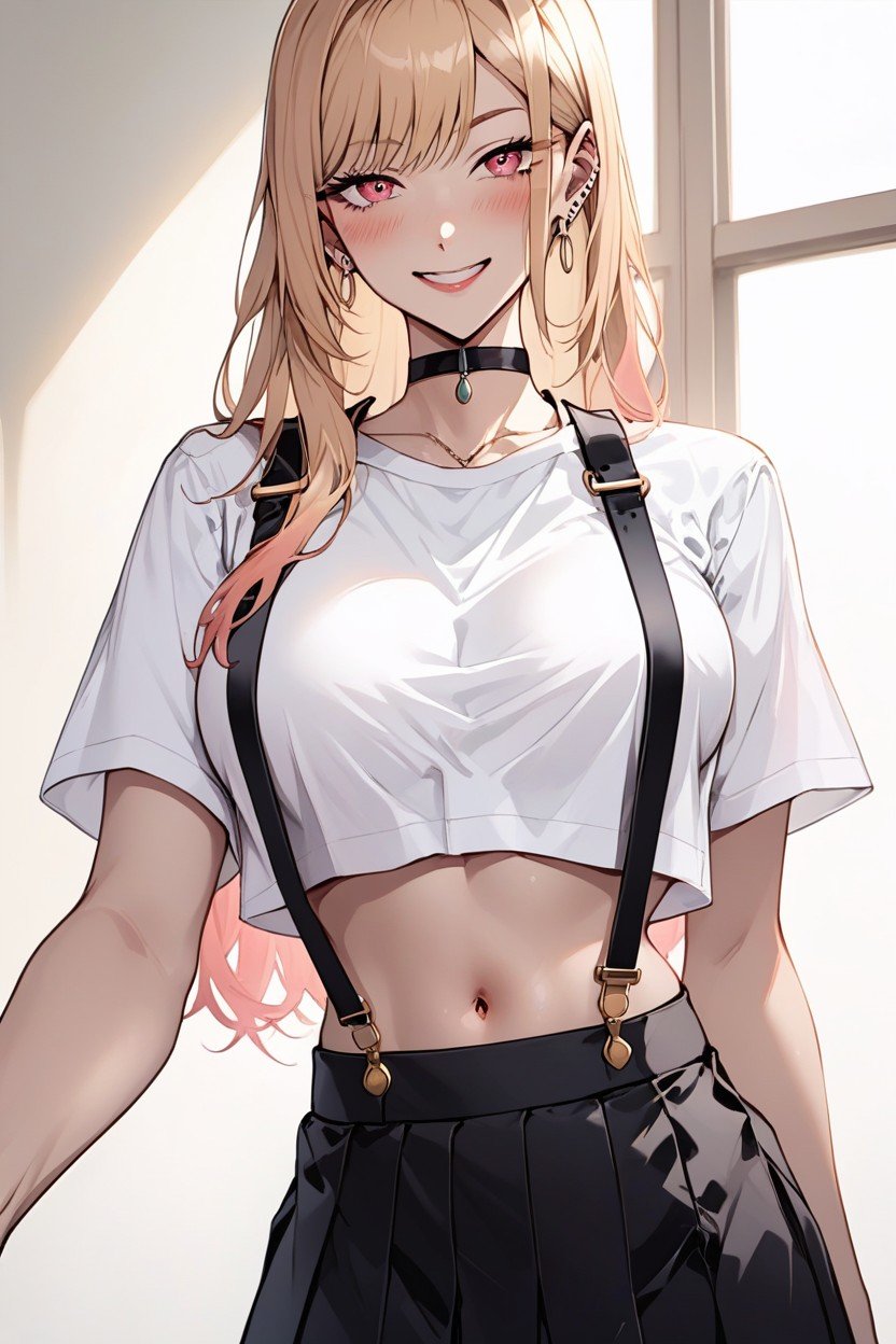 Black Suspenders, Crop Top, Black Skirt Hentai AI Porn