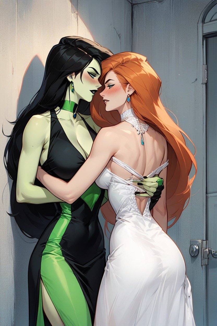 Kim Possible Kim Possible Ginger Hair And Shego Green Skin And Black Hair, Playful Touching, Talking쉬메일 AI 포르노