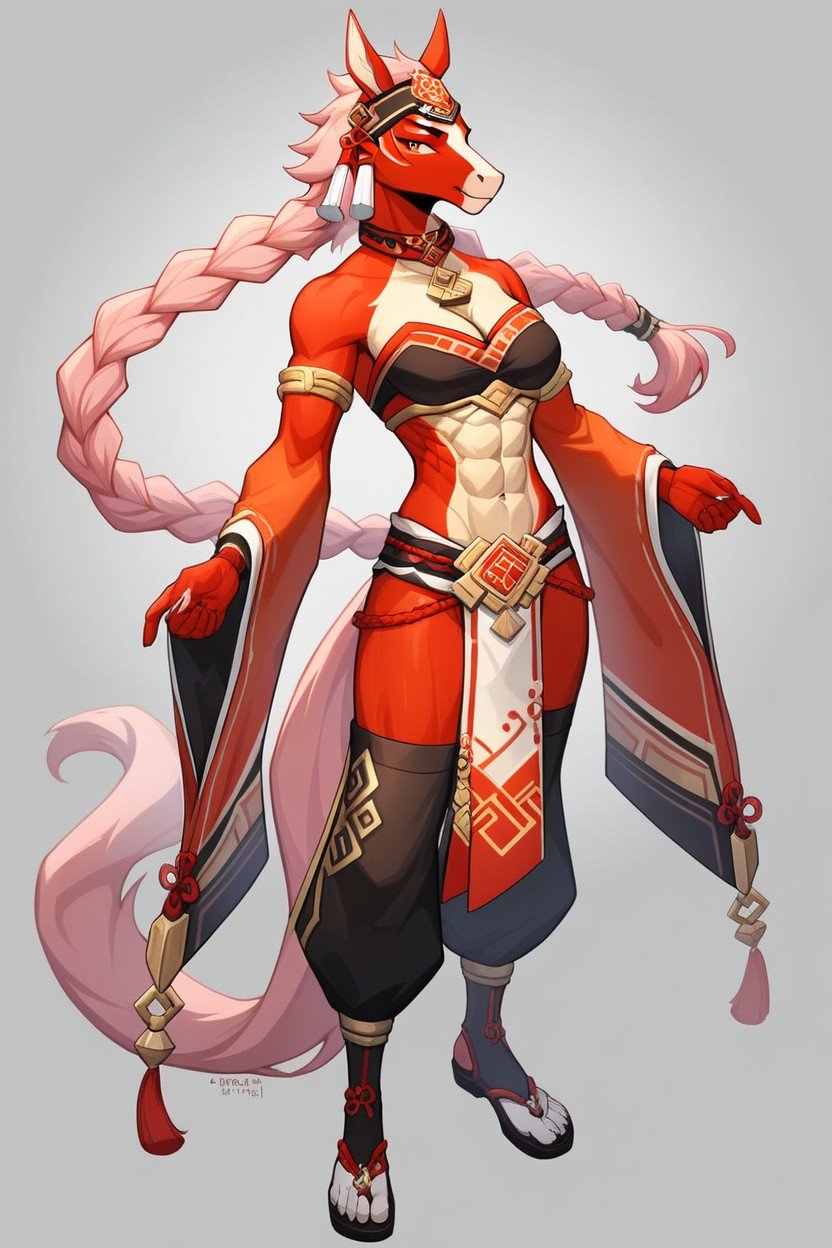 Pink Hair, Samurai, Horse Furry AI Porn