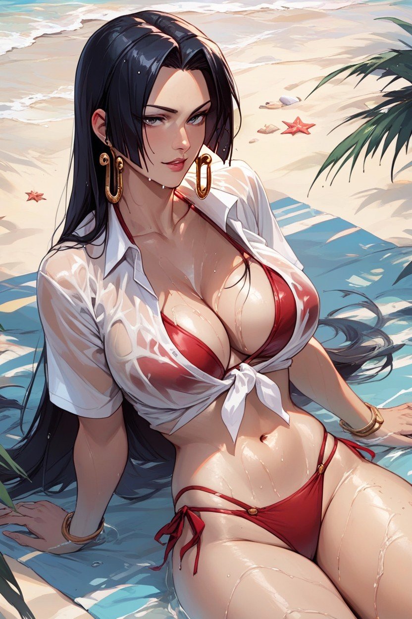 Front Tie Wet Shirt, Boa Hancock, On BeachFurry IA