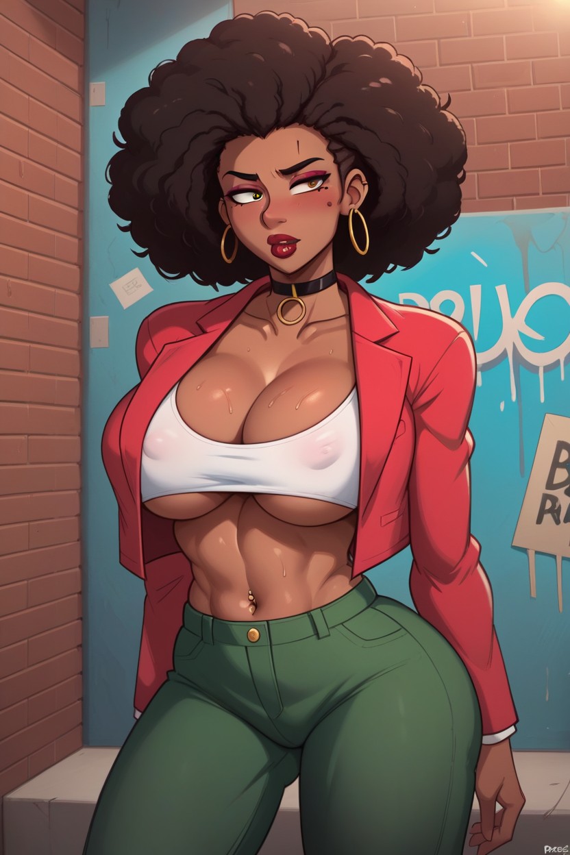 Eyeliner, Dark Red Lipstick, Dark Skinned Female Hentai AI Porn