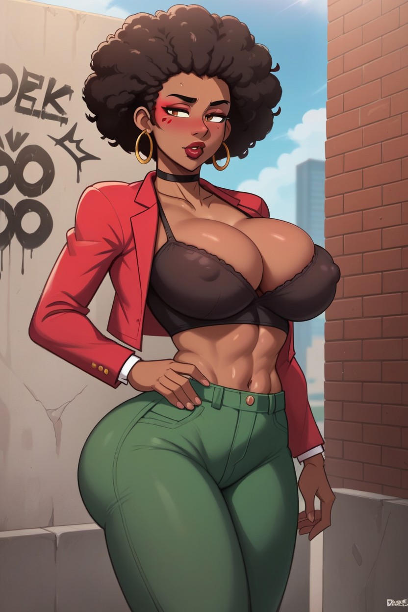 Dark Red Lipstick, Horny, Brown Eyes Hentai AI Porn