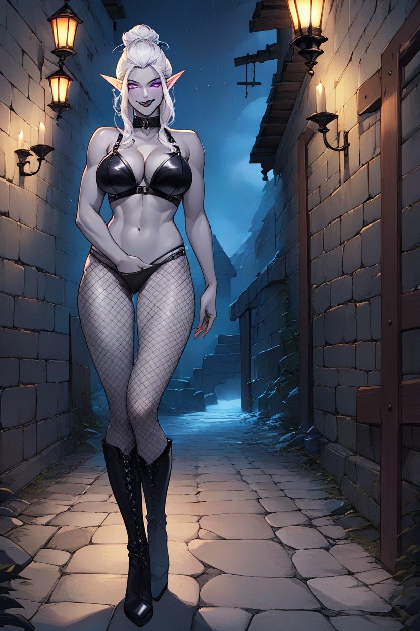 Minthara From Baldur's Gate Three, Dungeon, Fishnet TightsPorno IA transsexuelle