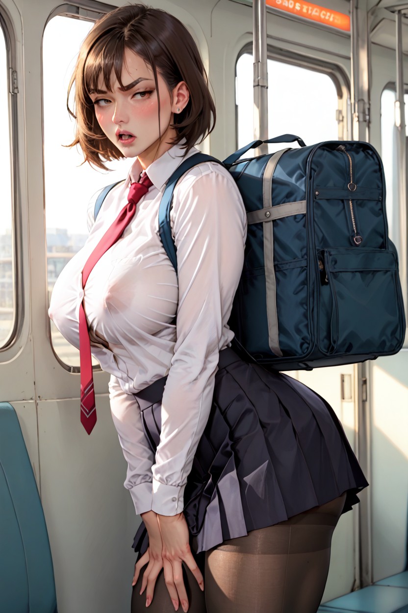 Tight Form Fitting Shirt, Bending Over, Form Fitting Clothes AI Porn