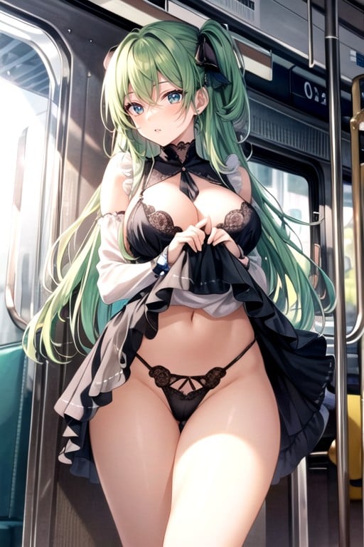 Skirt Lift, Train, Show ThongニューハーフAIポルノ