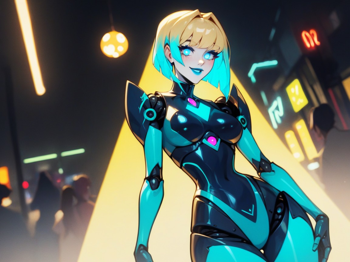 Blue Lipstick, Saturated Colors, Rounded Hips AI Porn