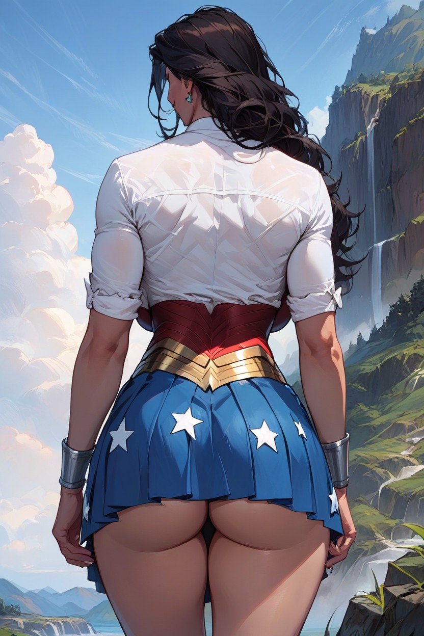 Rear View, Wonder Woman Presenting Ass, Island BackgroundファーリーAIポルノ