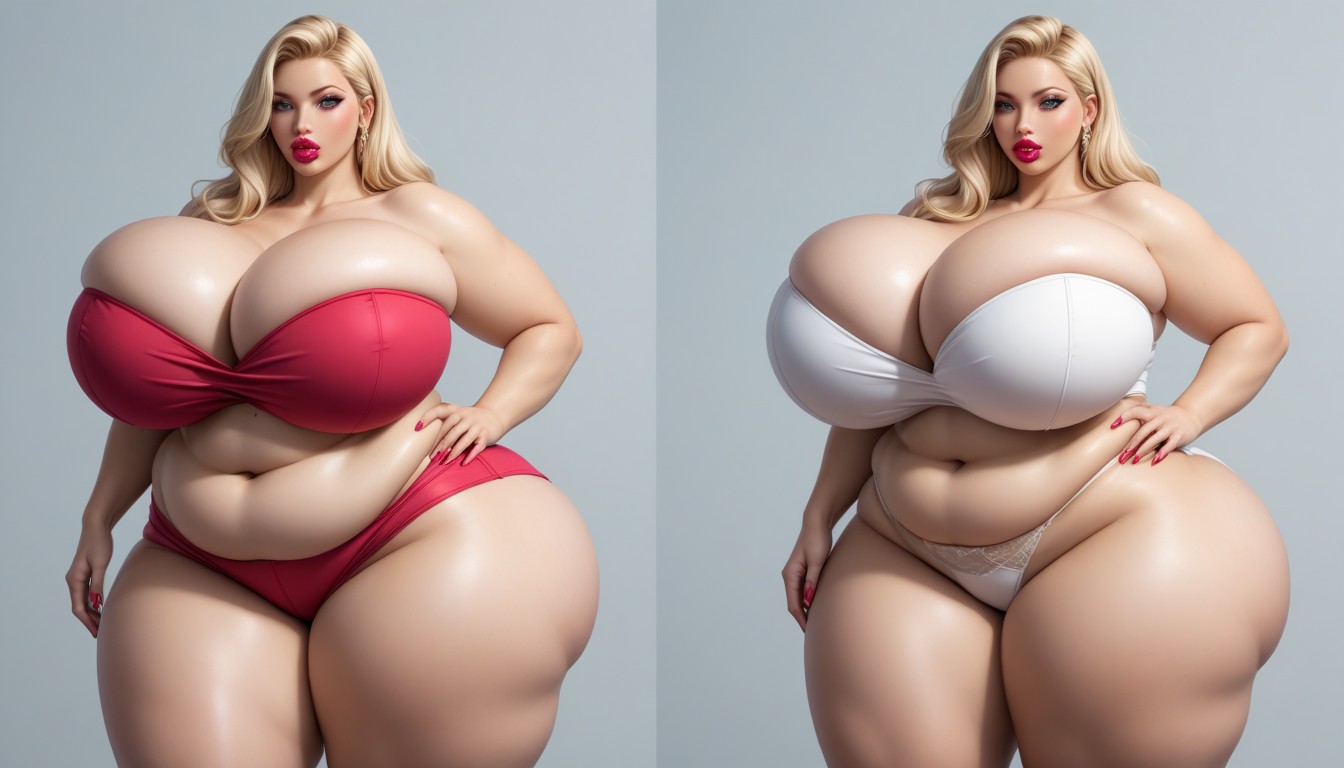 Feedee Hucow Kink With Massive Fat Weight Gain And Fat Breasts Expansion, Extremely Extra Mega Voluptuous, Extremely Large Ass BBW AI Porn