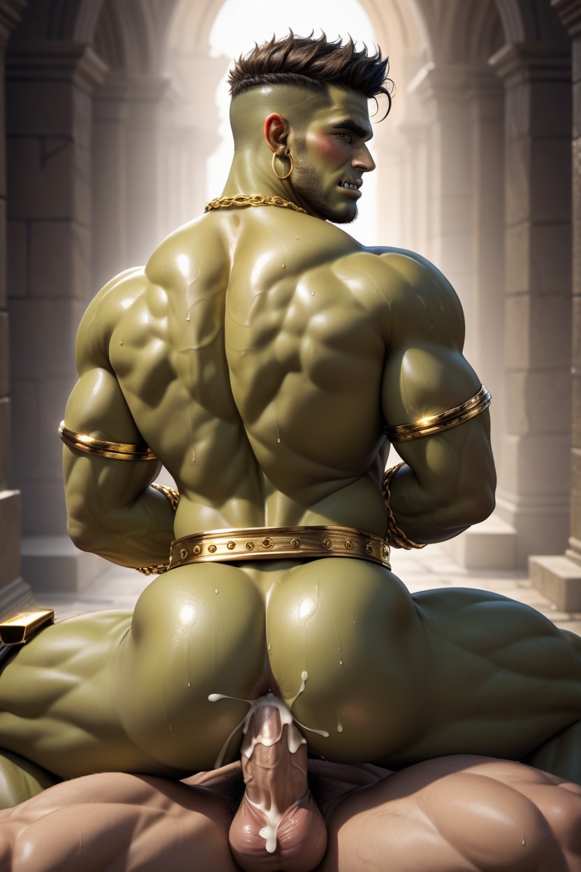Wavy Hair, Thick Gold Arm Bands, Looking At Viewer AI Gay Porn