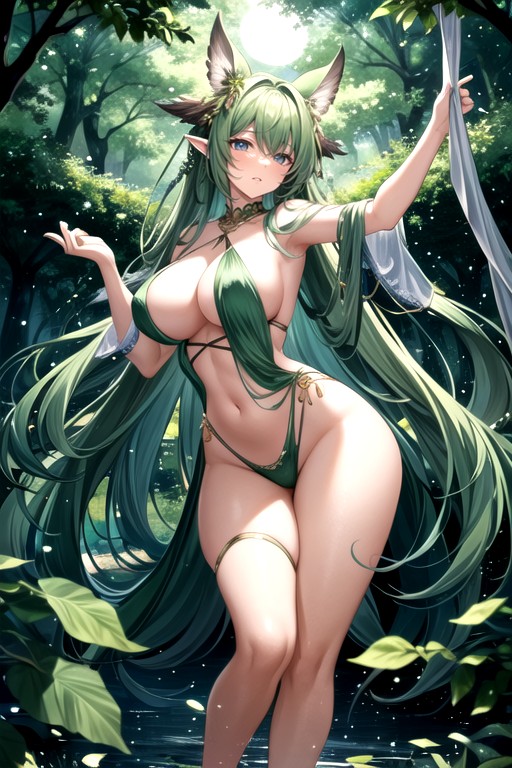 Bark-like Texture With Green Undertones, Forest Glade, Surrounded By Ancient Hentai AI Porn