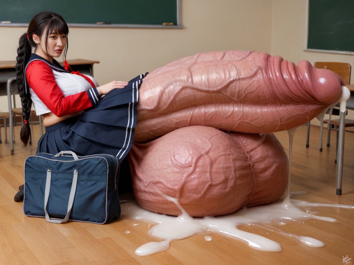 School Bag, 사이드뷰, Veiny Penis AI 포르노