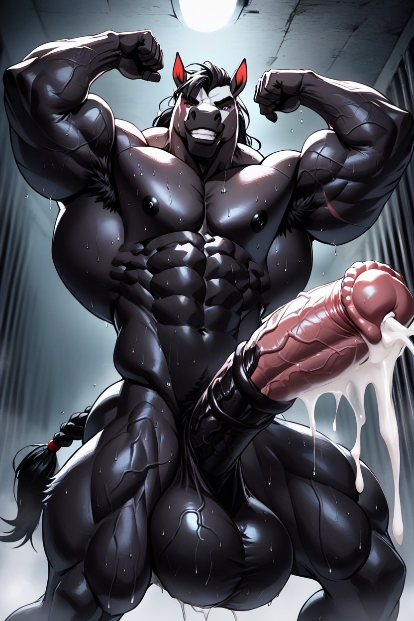 Anthrohorse, Naked, Impressive Muscle Furry AI Porn