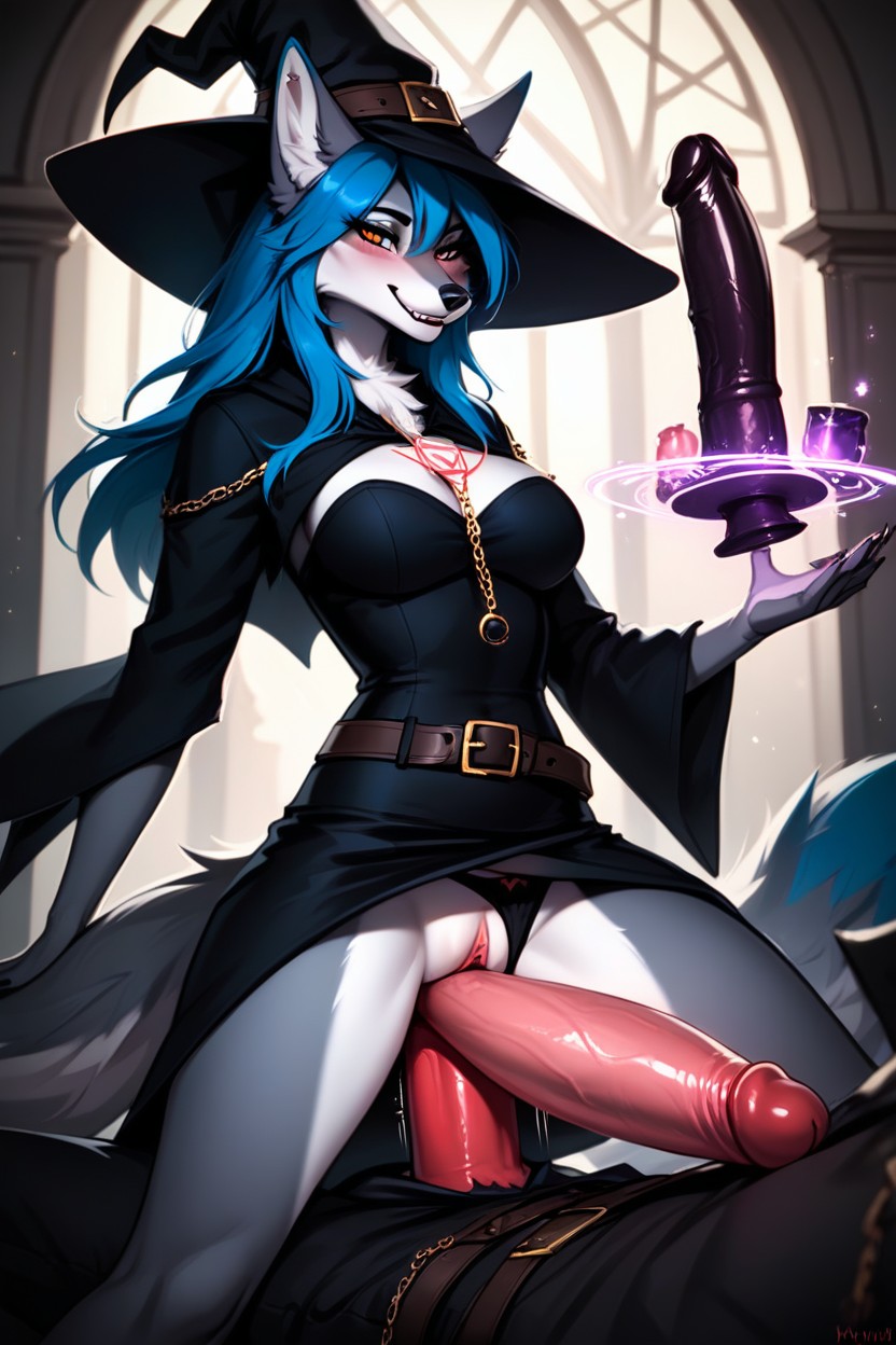 Small Breast, Grey Wolf Woman, Rune Furry AI Porn