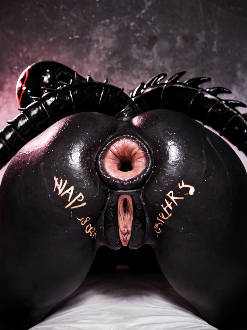 Anthro Skin, Penetrating Giant Anthro Black Barbed Huge Ovipositor Into Pussy, 작은 엉덩이 AI 포르노