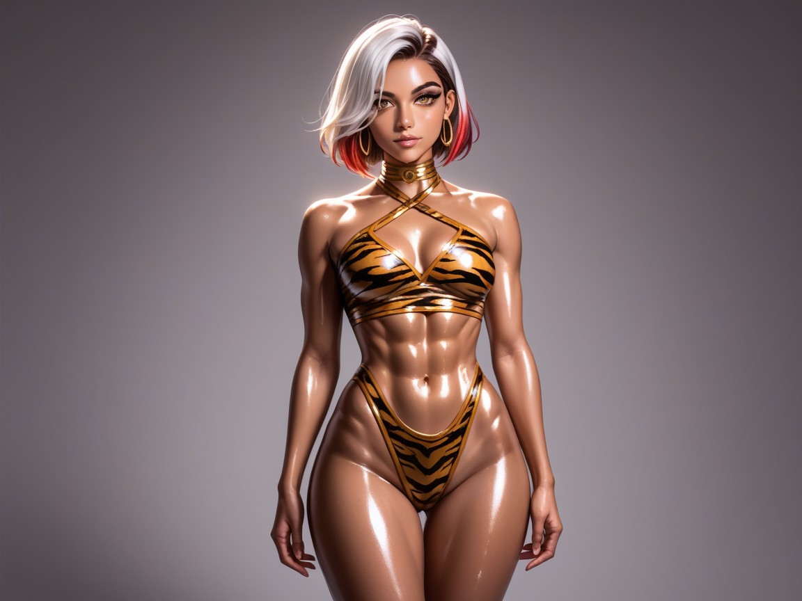 Low Torso Height, Vibrant Colors, Squared Abdomen Hentai AI Porn