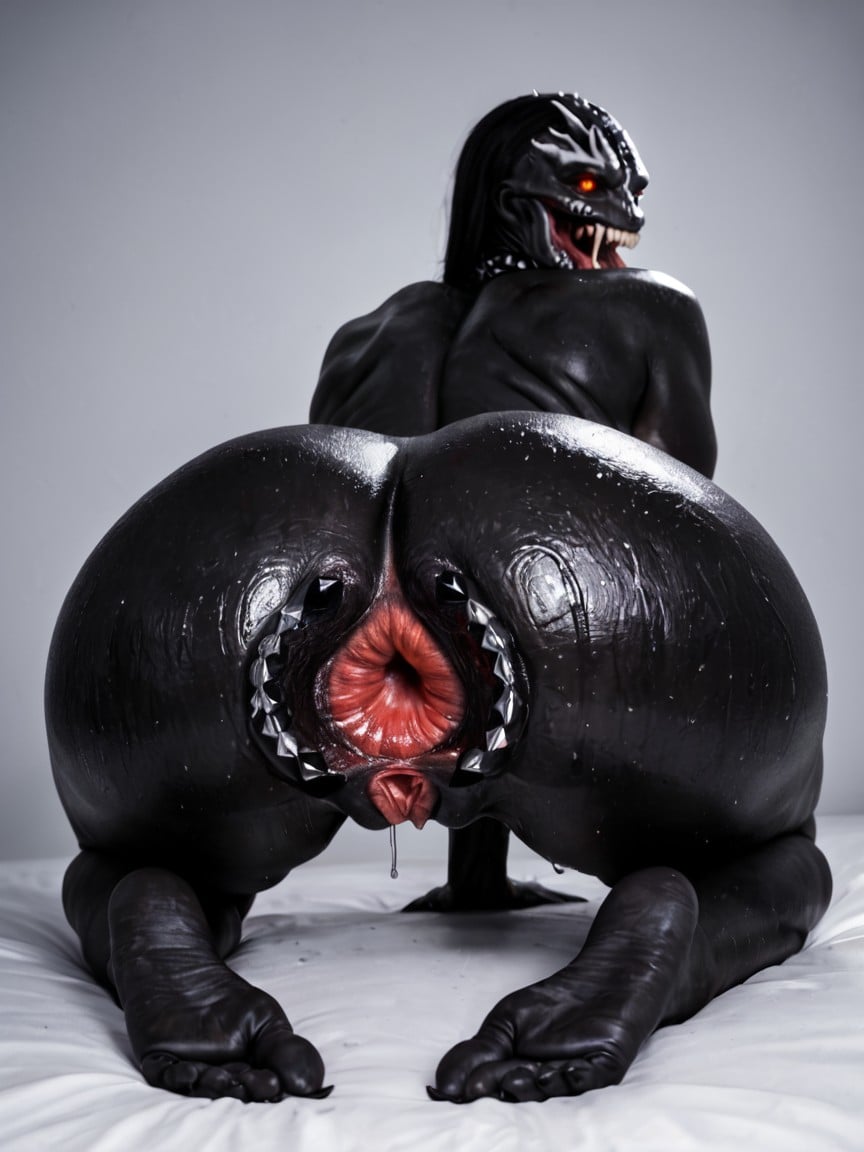 Ultra High Detail, Open Pussy, Penetrating Giant Anthro Black Barbed Huge Ovipositor Into Pussy Porno IA