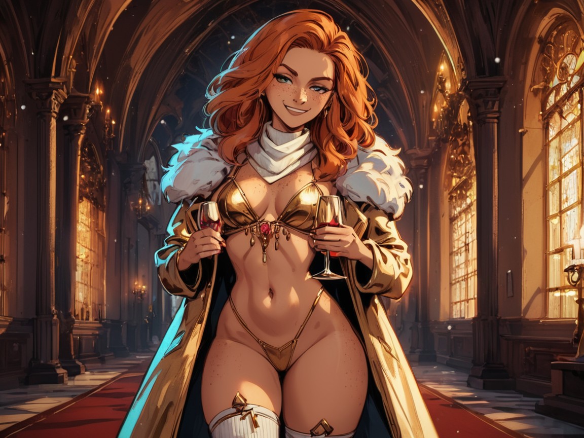 Fur Coat, One Woman, Hips Wider Than Chest Latina AI Porn