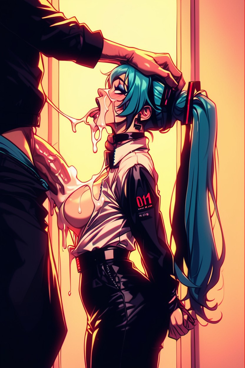 Cum On Tongue, Tied Hands Behind Back, Grabbing Head Hard AI Porn