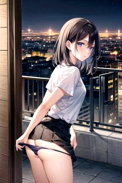 Lifting Skirt, Change Of Clothes, Side View Hentai AI Porn