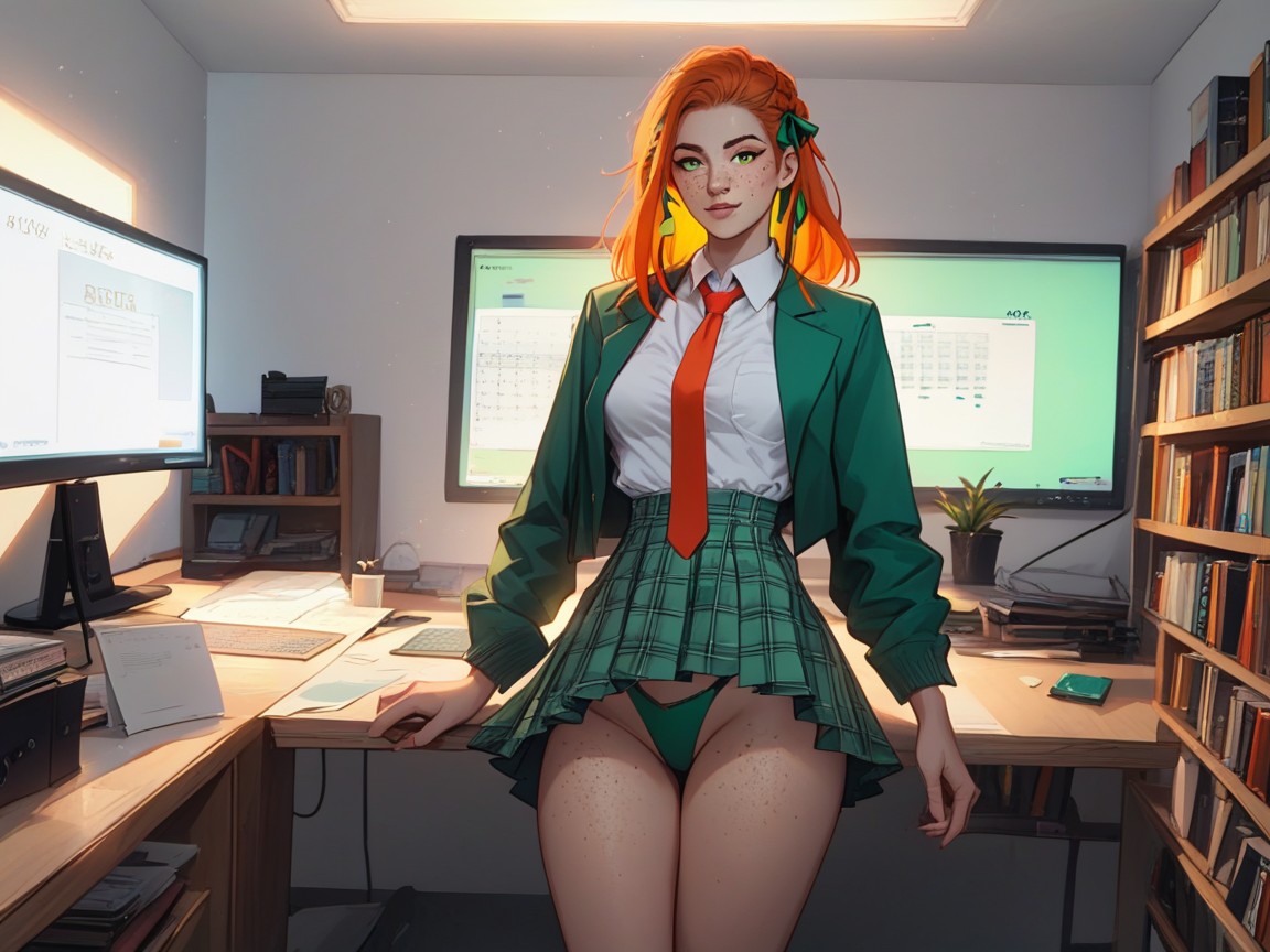 Tan Skin, Gold Blouse Under Jacket, Poitrine Moyenne Porno IA Latina